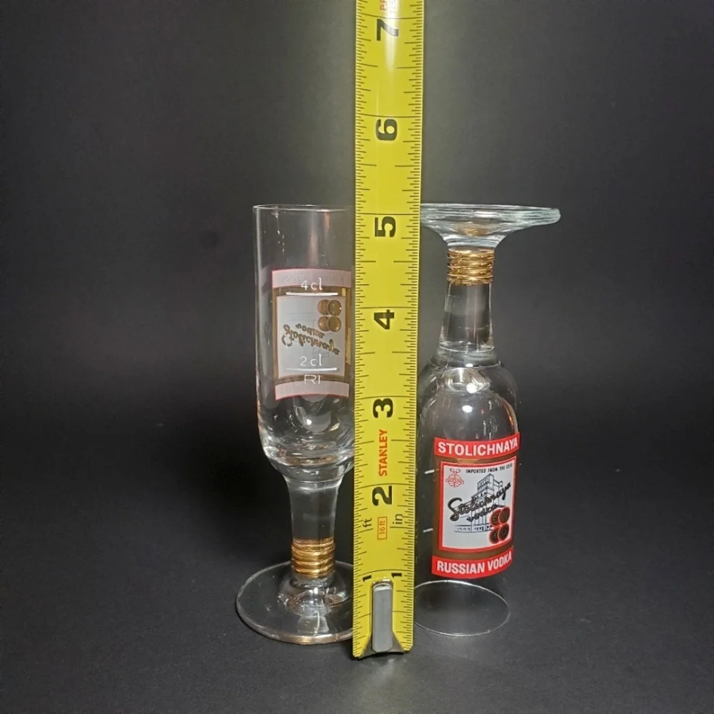 Stolichnaya Russian Vodka Stemmed Shot Glasses Set Vintage